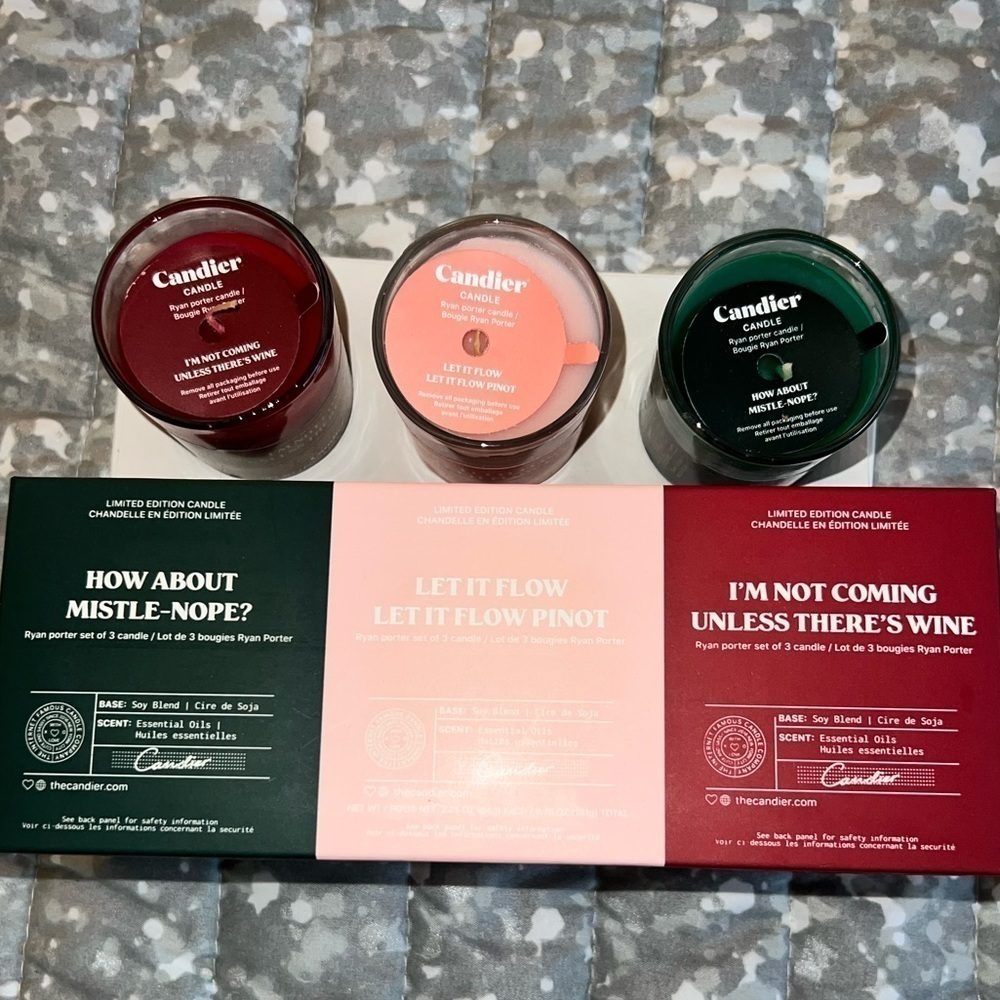 𝅺NEW in Box Ryan Porter Candier Votive Holiday Candle Set of 3 - Picture 2 of 3